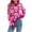 01 Hot Pink, variant on Weiqiqre Womens Fall Sweaters Checkered Holiday Oversized Sweater Cute Plaid Print Crewneck Knit Puff Sleeve Chunky Jumpers