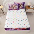 thumbnail image 4 of Manfei Modern Rose Pet Zipper Full Size Comforter Sets with Fitted Sheet and 2 Pillowcases, Kawaii Cat Print Zipper Bedding Set, Purple, Polkadot Reversible, 4pcs, 4 of 7