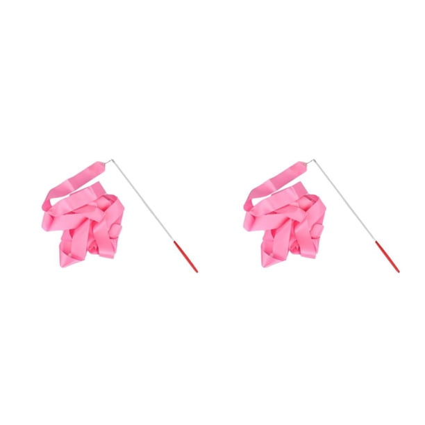 Soidarity Varitas de cinta de 2 metros, decoraciones para niñas, varilla giratoria, suministros de fiesta de cumpleaños, Goodie, serpentinas de Rosa 2Conjunto