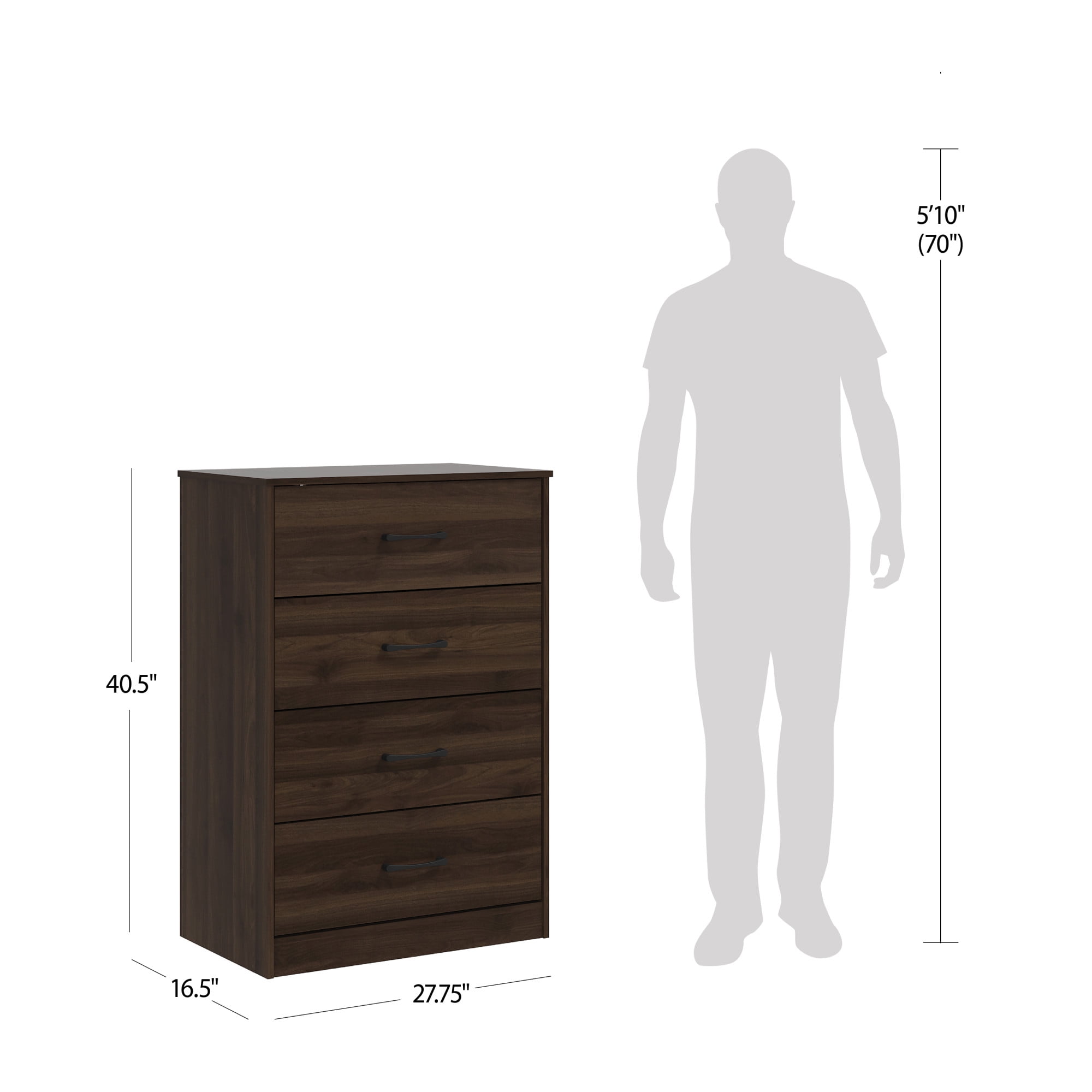 mainstays classic 4 drawer dresser black oak finish Black Oak 4-Drawer Dresser by Mainstays: Classic Style