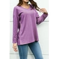 thumbnail image 4 of Mengpipi Womens Long Sleeve T-Shirt V-Neck Loose Casual Tops, Purple-XL(US 16-18), 4 of 6