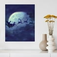 thumbnail image 3 of Santa and Reindeer Flying over the Moon Canvas Decor Painting Mysterious Dream Fairy Tale Art Panel Wall Picture Poster Wall Decor Wall Decor Painting 12x16 inch Unframed, 3 of 4
