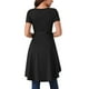 thumbnail image 3 of INSPIRAR CHIC Blusas de Mujer de Manga Corta con Dobladillo Alto y Bajo, Cuello Redondo, Cintura con Corbata, Dobladillo Asimétrico Irregular, XL Negro, 3 of 5