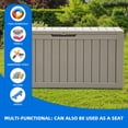 thumbnail image 6 of Dextrus 72 Gallon Weatherproof Resin Deck Box with Wheels, Mobile Lockable Outdoor Storage Bin, Durable Patio Organizer for Cushions, Garden Tools and Sports Equipment, Light Brown, 6 of 10