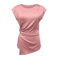 thumbnail image 4 of Womens Tops Sleeveless Top Soft Ruched Asymmetrical T Shirt for Women Breathable Summer Blouses for Women Slim Fit Tank Top Women's T Shirts Pink M 2026 Sales Under $6, 4 of 7