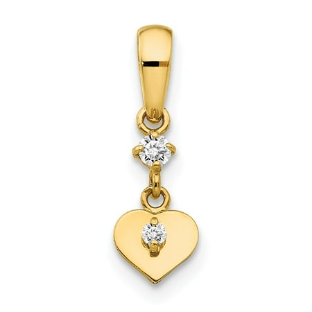 14k Yellow Gold CZ Children's Heart Pendant