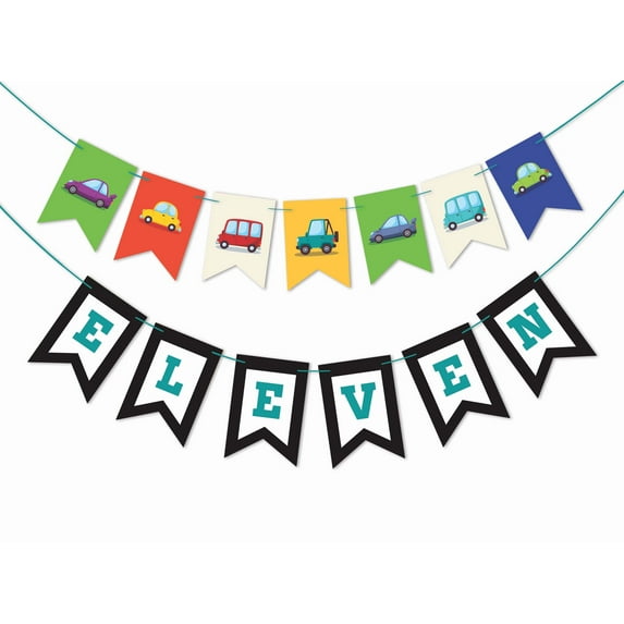 Inkdotpot Ready To HangI Am ElevenBirthday Party Decorations Party Supplies For Boy Or Girl Car Gender Neutral Banner Flags