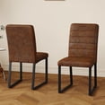 thumbnail image 6 of StnTalk Dining Chairs Set of 2, Brown Faux Leather Kitchen Chairs with Thick Padded Seat, Armless Side Chairs with Metal Legs for Apartment & Small Dining Spaces, 6 of 7