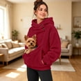 thumbnail image 4 of Pet Pouch Hoodie for Women Dog Carrier Sweatshirt Small Pet Carrier Hoodie Long Sleeve Fleece Pullover with Kangaroo Pocket Oversized Casual Solid Color Button Neck Large Pet Pouch, 4 of 5