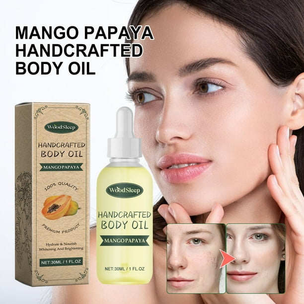 Aceite esencial de mango y papaya, aceite corporal artesanal de 30 ml.