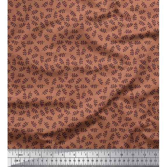 Soimoi Brown Poly Georgette Fabric Berries Fruits Print Fabric by the Yard 42 Inch Wide