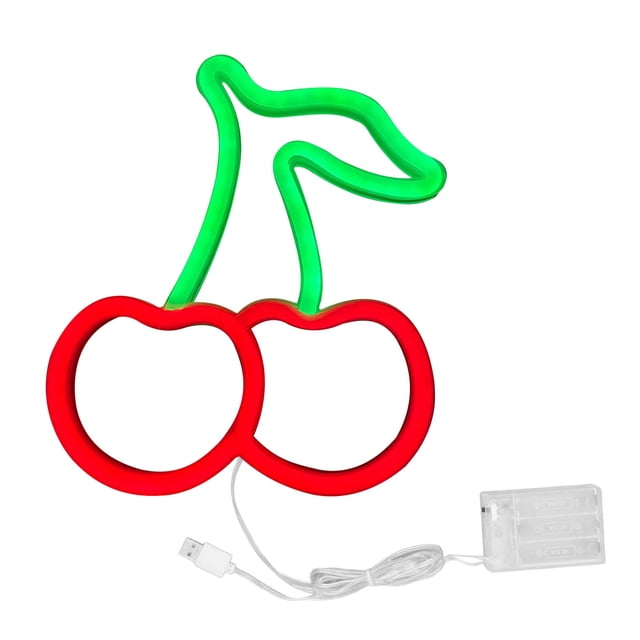 Letrero de neón de fruta de pared, luz nocturna de neón LED Luz de letrero de neón de cereza Luz nocturna de neón LED optimizada para la excelencia