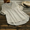 thumbnail image 2 of New Womens Summer Striped V Neck Blouses Loose Baggy Tops Tunic T Shirts Plus Size, 2 of 2
