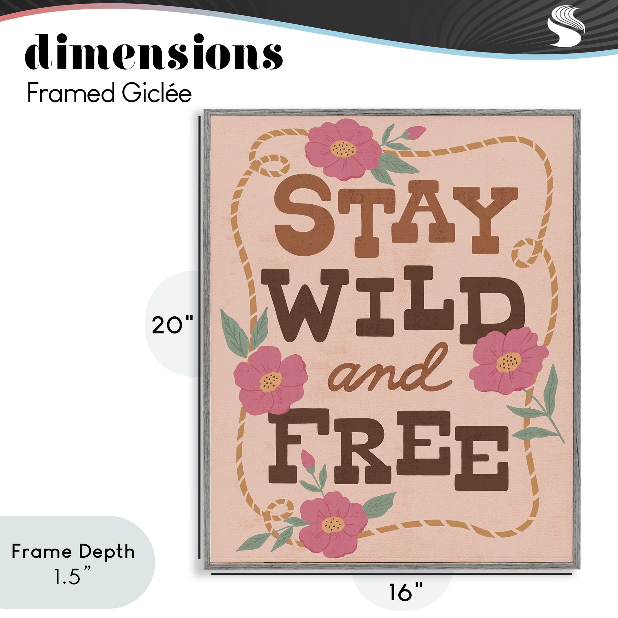 Stupell Industries Wild & Free Boho Girl Gray Framed Giclee Art, design by Nina Seven