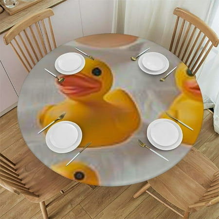

Patifu Rubber Ducks Round Tablecloth 100% Polyester Stain-Resistant Washable for Indoor Outdoor Restaurant Wedding Party Picnic Kitchen Farmhouse Dining - Multiple Sizes Available 38 -42