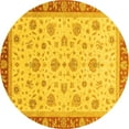 thumbnail image 1 of Ahgly Company Indoor Round Oriental Yellow Traditional Area Rugs, 3' Round, 1 of 4
