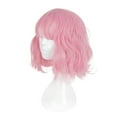 thumbnail image 3 of Unique Bargains Human Hair Wigs for Women 14" Curly Wig with Wig Cap Pink, 3 of 8
