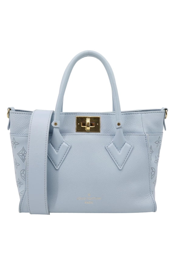 Pre-Owned Pre Owned Louis Vuitton On My Side MM Monogram Mahina Leather Shoulder Bag Blue