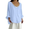 thumbnail image 3 of Women's Cotton Dress Shirt Long Sleeve Loose Fit Comfort Plus Size Top, 3 of 8