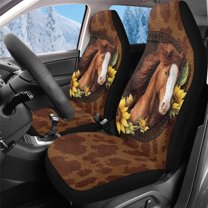 Uorisanigo Car Seat Covers, 2 Pack Bucket Front Seat Cover Set, Easy Installation, Sunflower Horse Cow Print Car Interior Accessories, Universal Fits Most Cars Truck Van and SUV
