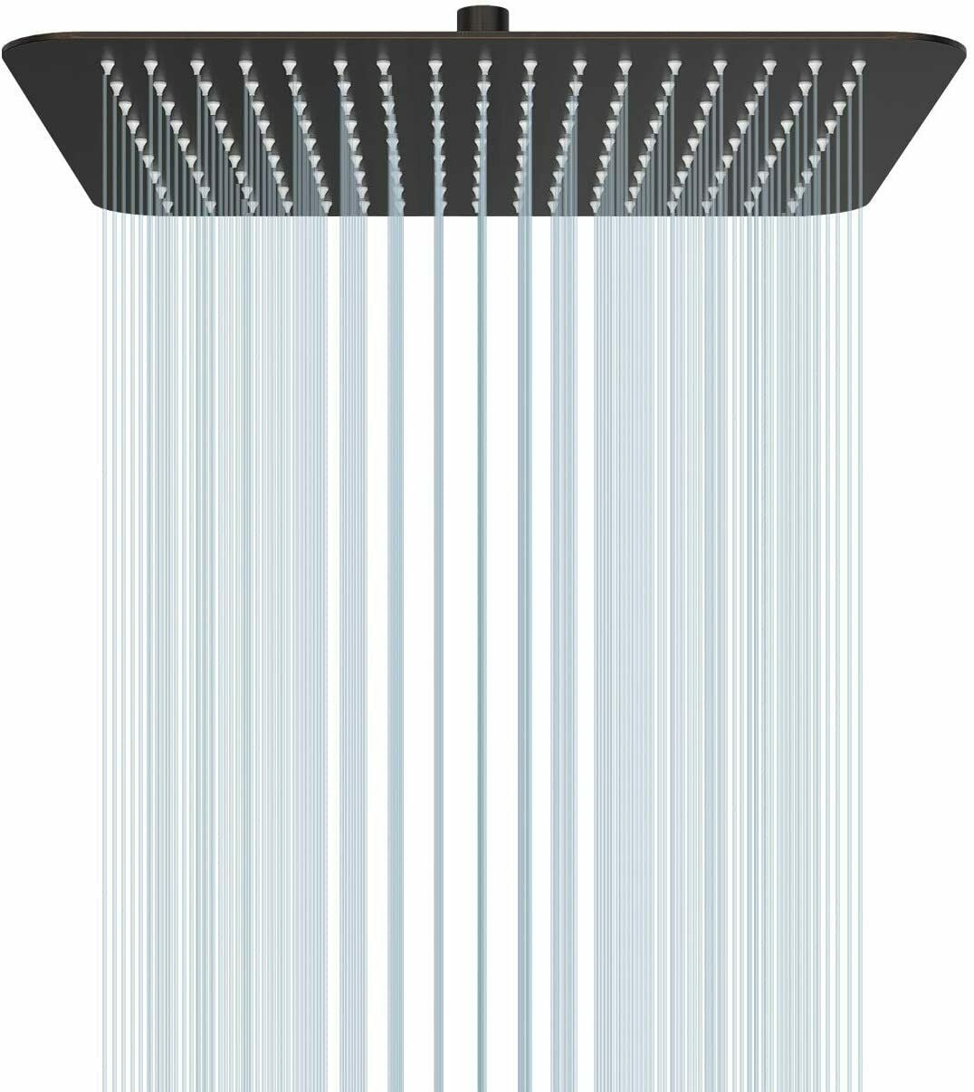 Black 12" Rain Shower Head Ultra thin Square Rainfall Sprayer Ceiling/Wall Mount