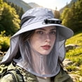 thumbnail image 2 of Solar Fan Wide Brim Sun Hat with Full Mesh Face Neck Flap, Solar Powered Ventilated UV Protection Bucket Hat for Fishing Gardening Camping Hiking, 2 of 3