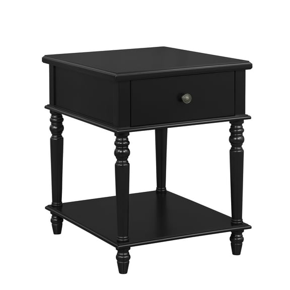 Powell Myles Single Drawer Indoor Side Table with Shelf, Black