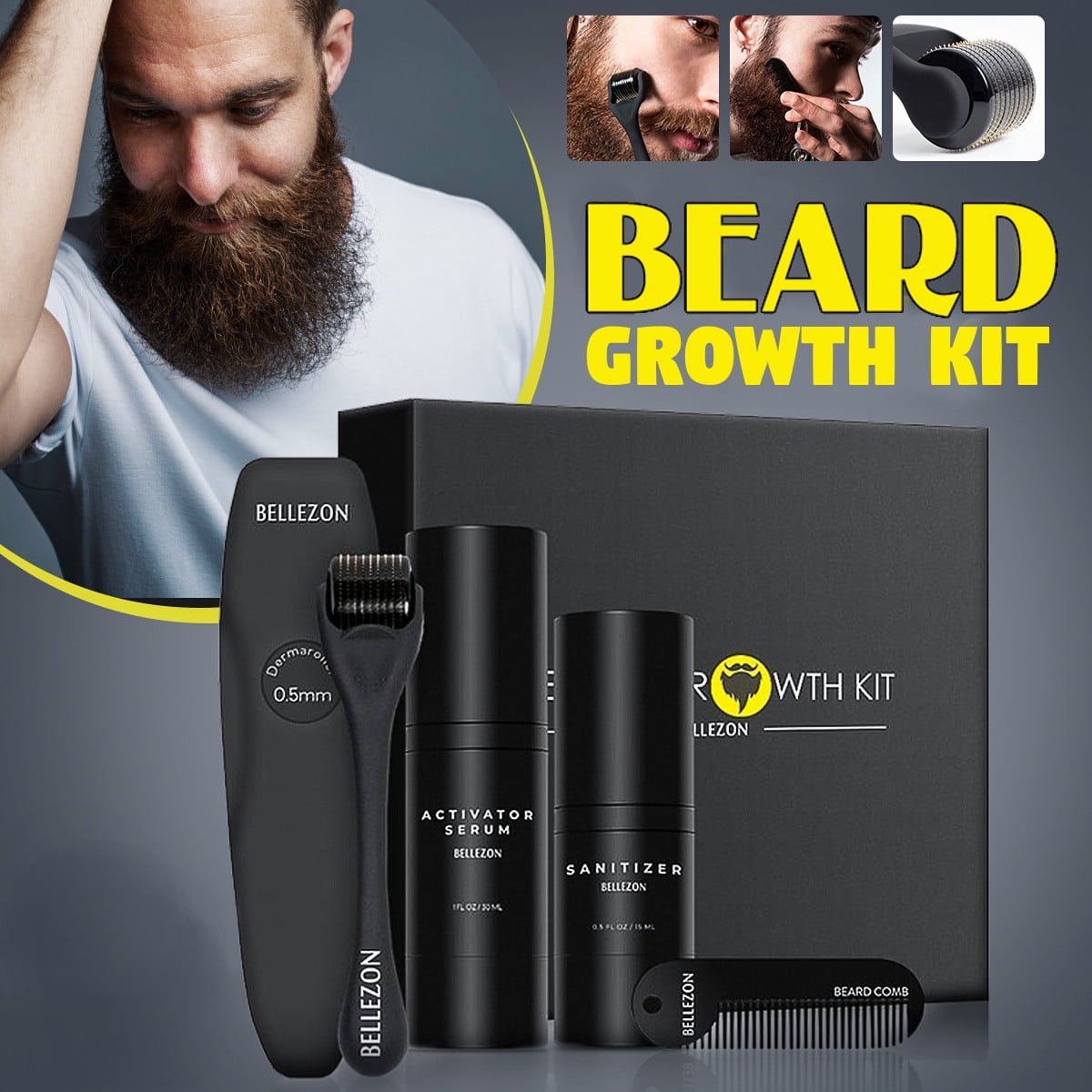 4 IN 1 Beard Growth Kit Beard Growth Kit for Men Facial Styling Mustache  Beard Care Best Gif - Walmart.com