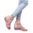 thumbnail image 6 of HAOTAGS Womens Summer Wedge Sandals Hollow Casual Beach Shoes Pink Size 4.5, 6 of 7