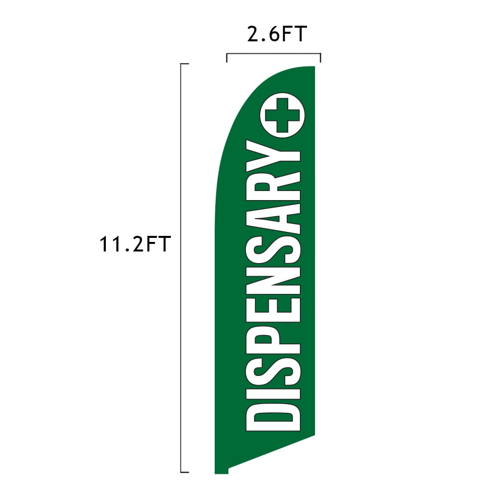Vispronet Dispensary Feather Flag, 2.6ft x 11.2ft, Flag Only