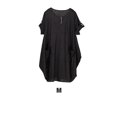 thumbnail image 4 of facefd Robe Ample Femme Manches Courtes Printemps Été Robe Col Rond Jupe Irrégulière Décontractée Couleur Unie Robes Longueur Genou Mode Noir m, 4 of 7