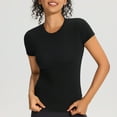thumbnail image 4 of Uaswgudfs ​Trendy Summer Tops: Fitted Round Neck Women Blouses with Subtle Side Gathers & Casual Short Sleeve Stretch Fit, 4 of 6