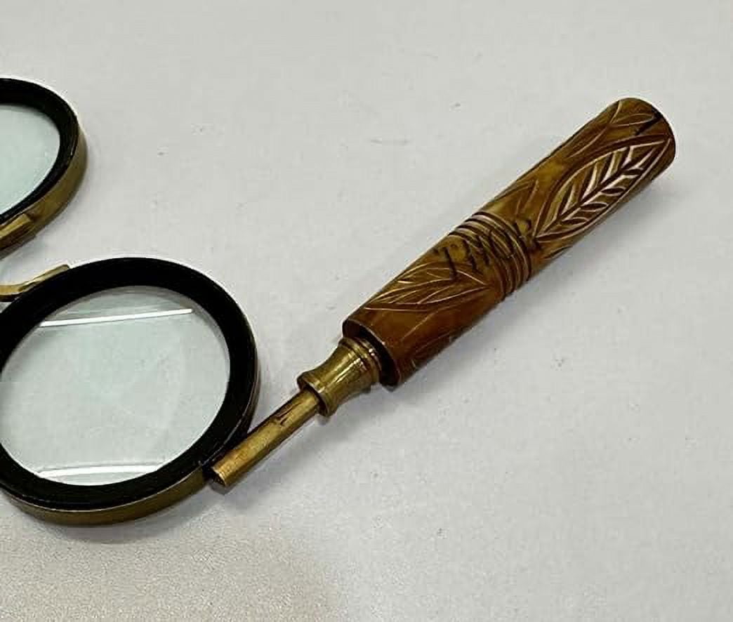 Thor Instruments Antique Brass Handheld with Wooden Handle and Real Glass,Best Reading Magnifier for Elderly,Macular Degeneration