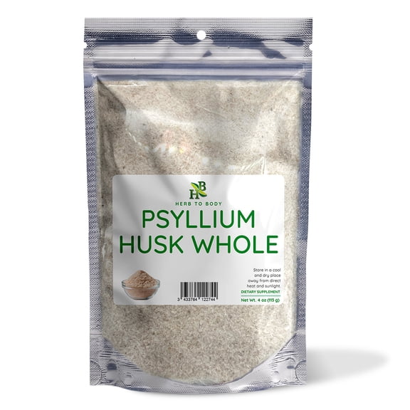 Herb To Body Psyllium Husk Whole | Plantago Ovata | 4oz