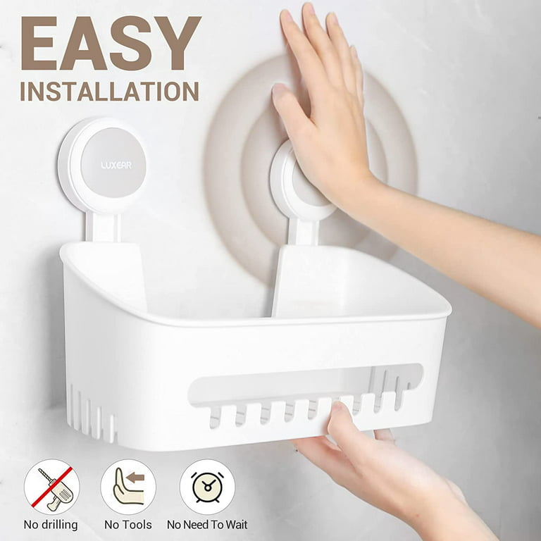  Shower Caddy Suction Cup Shower Shelf Suction Shower Basket One  Second Installation NO-Drilling Removable Powerful Suction Shower Caddy Max  Hold 22lbs Caddy Suction Cup Waterproof Organizer - White : Home 