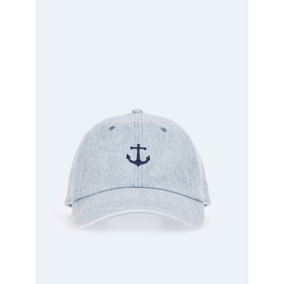 Time and Tru Women's Anchor Embroidered Baseball Hat, Blue