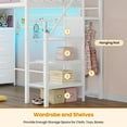thumbnail image 6 of Afuhokles Twin Size Loft Bed with 8 Storage Drawers, Power Outlet, LED Metal Loft Bed with Storage Stairs and Wardrobe, White, 6 of 8