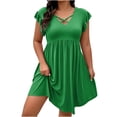 thumbnail image 2 of XiYing Robe Décontractée, Robe Élégante pour Femmes Grande Taille à Col en V, Manches à Volants, Longueur Genou, avec Design Amincissant à la Taille pour Occasions de Printemps-Été, Coupe Douce et Fluide (Taille Us 14W-26W,, 2 of 7