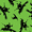 Green, variant on Halloween Flying Witches on Broomsticks on Orange 100% Cotton Fabric
