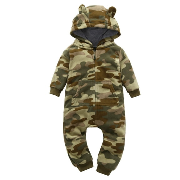 Plebaso Baby Infant Romper Fall Winter Warm Long Sleeve Hooded Jumpsuit For Girls Boys Baby Climbing Suit