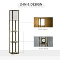 thumbnail image 3 of HOMCOM 4-Tier Floor Lamp, Standing Light with Storage Shelves for Living Room, Bedroom, Dining Room, Dorm, Rustic Brown, 3 of 9