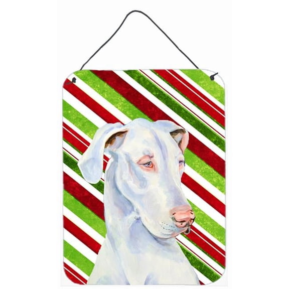 Great Dane Candy Cane Holiday Christmas Aluminium Metal Wall Or Door Hanging Prints
