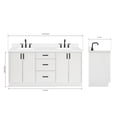 thumbnail image 3 of Ariel Kelly 72 Inch Double Rectangle Sink Bathroom Vanity With Carrara White Quartz Countertop 1.5 Inch Edge In White, 3 of 12