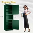 thumbnail image 3 of 67" Tall Narrow Storage Cabinet Metal Bathroom Cabinet with 2 Doors & 4 Adjustable Shelves, Standing Pantry Cabinets Cupboard for Kitchen, Dining Room, Living Room and Bathroom (Green), 3 of 14