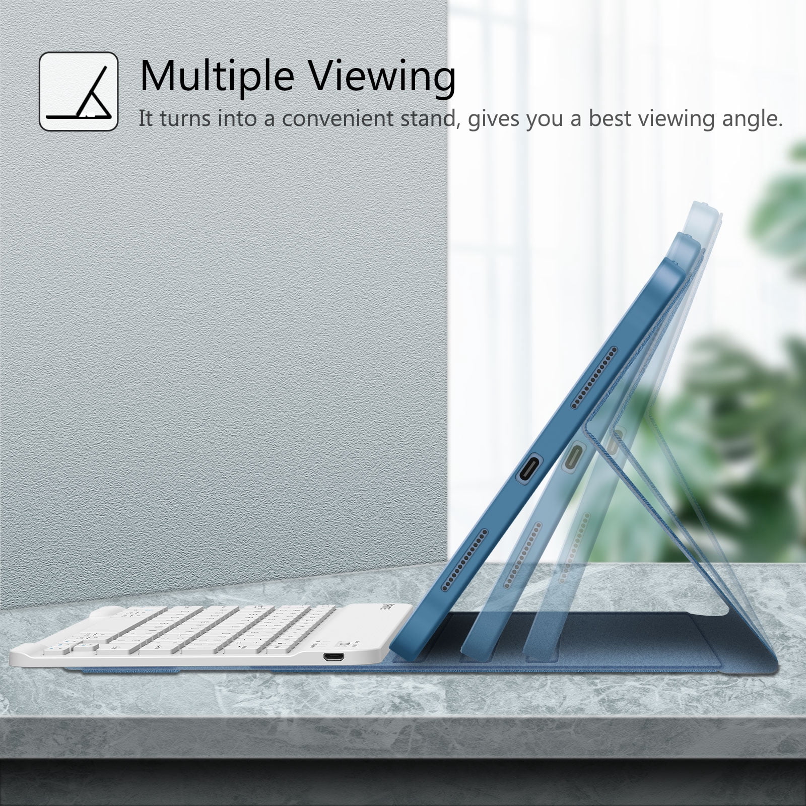 Fintie Keyboard Case for iPad 10th Generation 10.9 Inch Tablet (2022 Release) with Pencil Holder, Ocean Blue