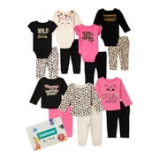 Garanimals Baby Girls’ Long Sleeve Mix & Match Outfit Kid Pack Gift Box, 14-Piece, Sizes 0/3-24 Months