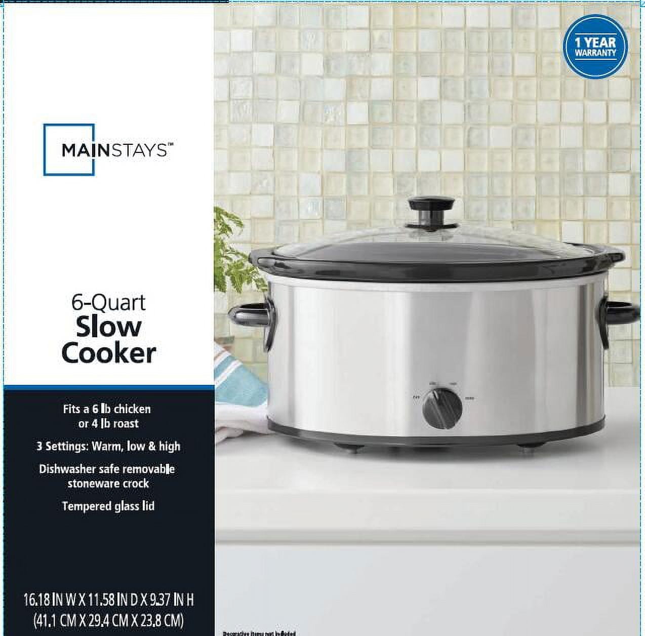 Slow Cooker 6 Quart w/ Glass Lid (Stainless Steel)