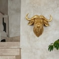 thumbnail image 5 of DAMAI Retro Golden Highland Cow Mural Decorative, Exquisite Resin Animal Head Wall Sculpture, Resin Highland Cow Head Sculpture With Glasses Patriotic Home Decoration, 5 of 5