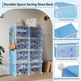 thumbnail image 4 of Expandable 8-Tier Shoe Rack Organizer – Detachable Shoe Storage Cabinet with Durable PVC Shelves & Hooks, Space-Saving, Holds 32 Pairs, for Entryway, Hallway, Closet, Bedroom, Blue, 4 of 8