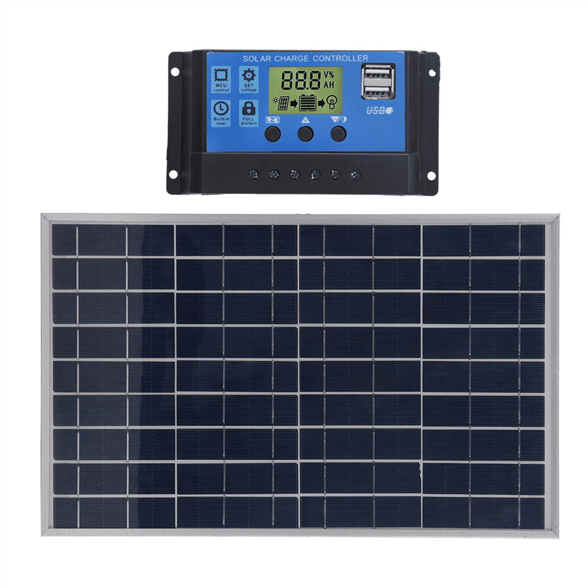 Solar Panel 10W 12V Polycrystalline IP65 Waterproof Portable 30A Solar Charge Controller Combo for Outdoor